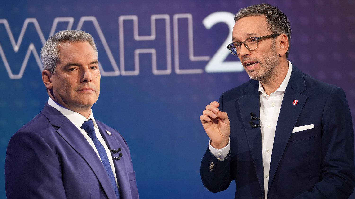 Herbert Kickl (FPÖ) diskutierte mit Karl Nehammer (ÖVP)