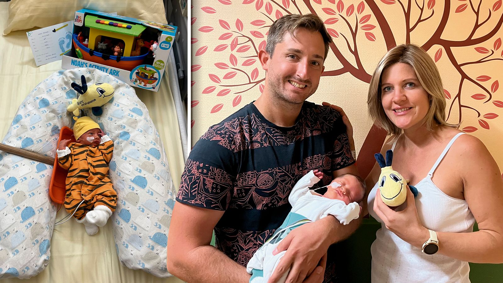 Baby Noah und die ganze Familie mit Vater Florian und Mutter Melissa