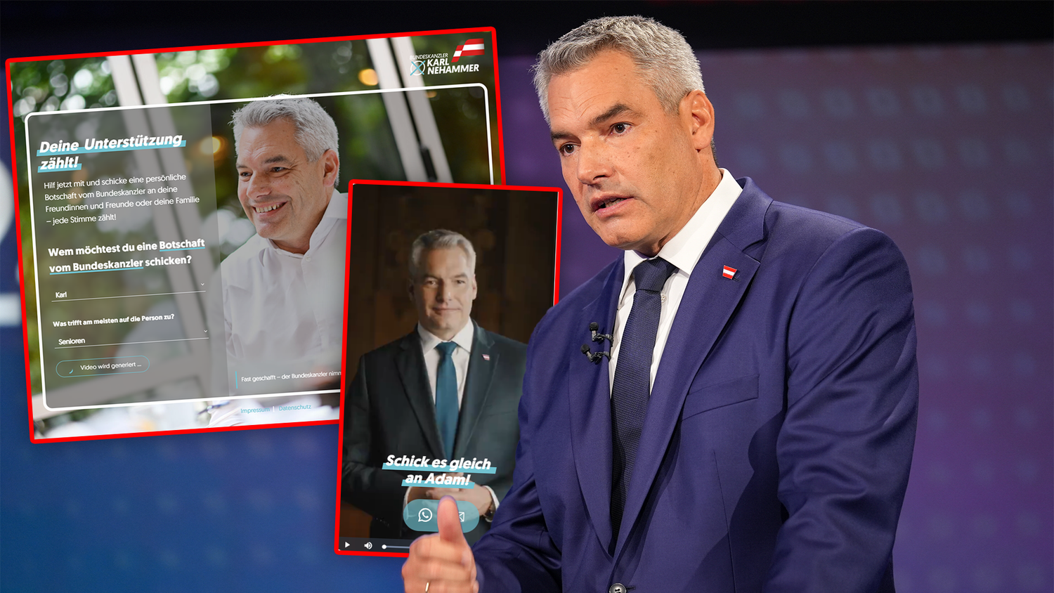 Bundeskanzler Karl Nehammer (ÖVP) wirbt nun mit persönlichen Videobotschaften. 