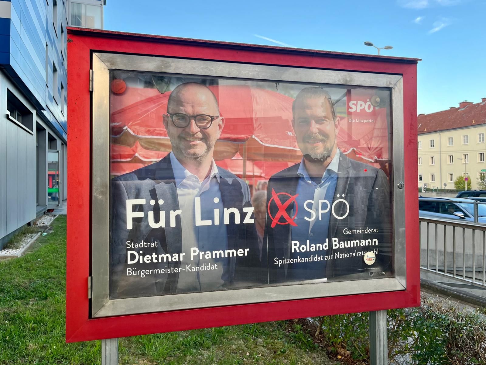Doppelt hält besser: Die Linzer SPÖ macht Werbung für die Bürgermeister- und Nationalratswahl.