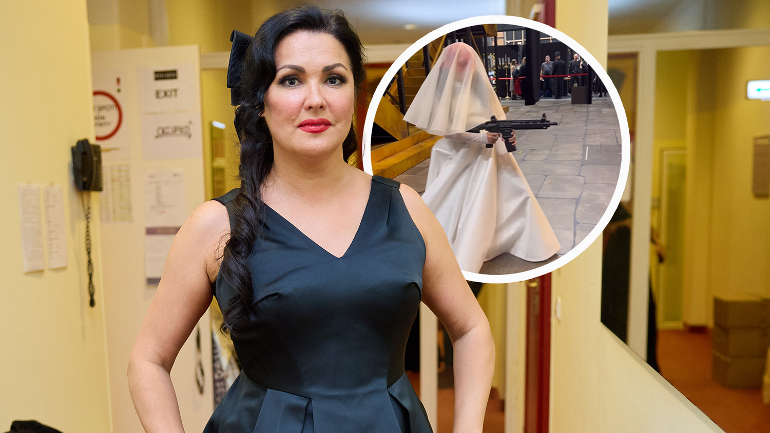 Anna Netrebko sorgt mir einem Foto von sich mit weißem Schleier und Maschinengewehr für Aufregung.