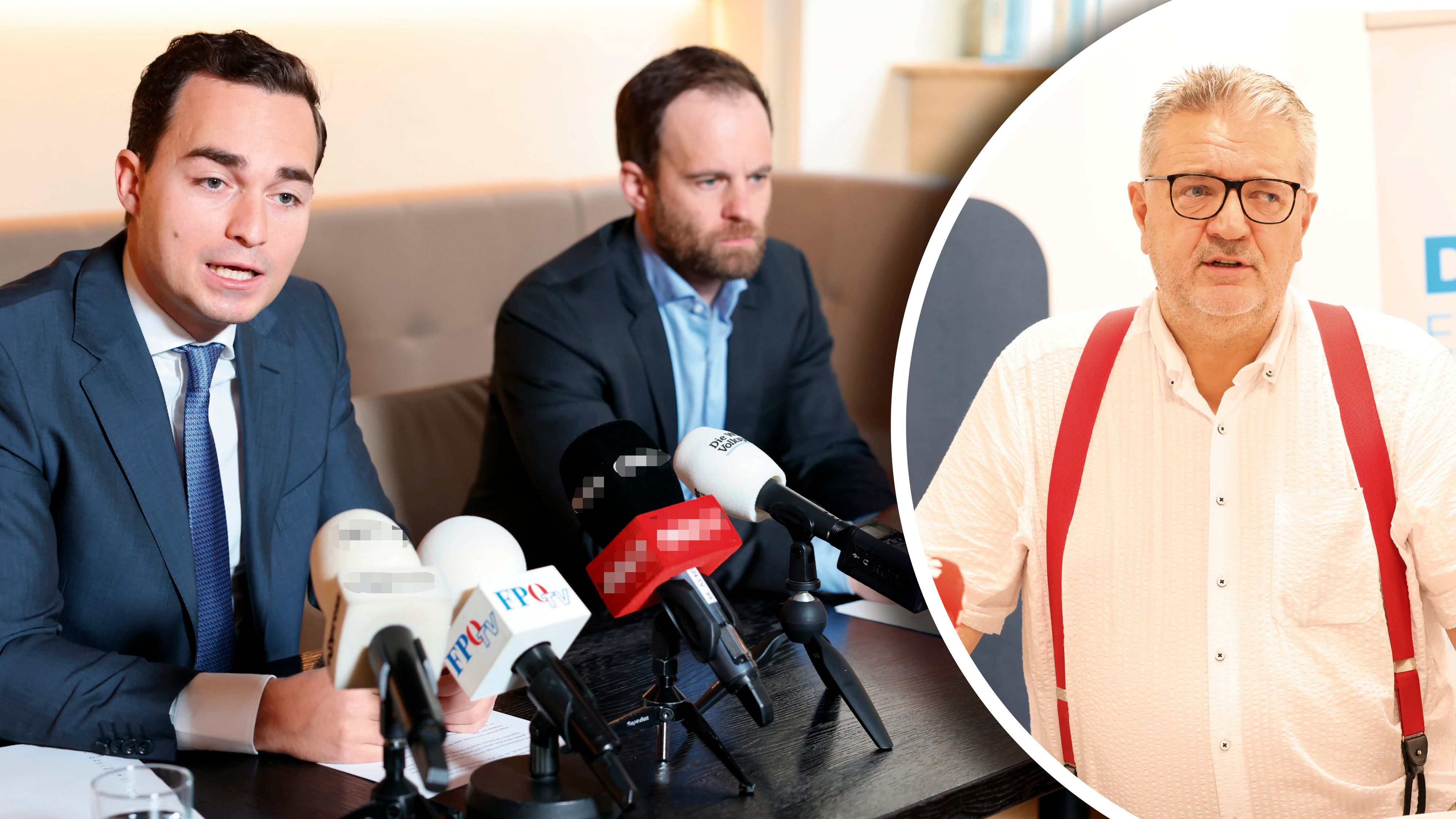 Maximilian Krauss und Markus Wölbitsch bringen einen Misstrauensantrag gegen Sozialstadtrat Peter Hacker (v.l.) ein.