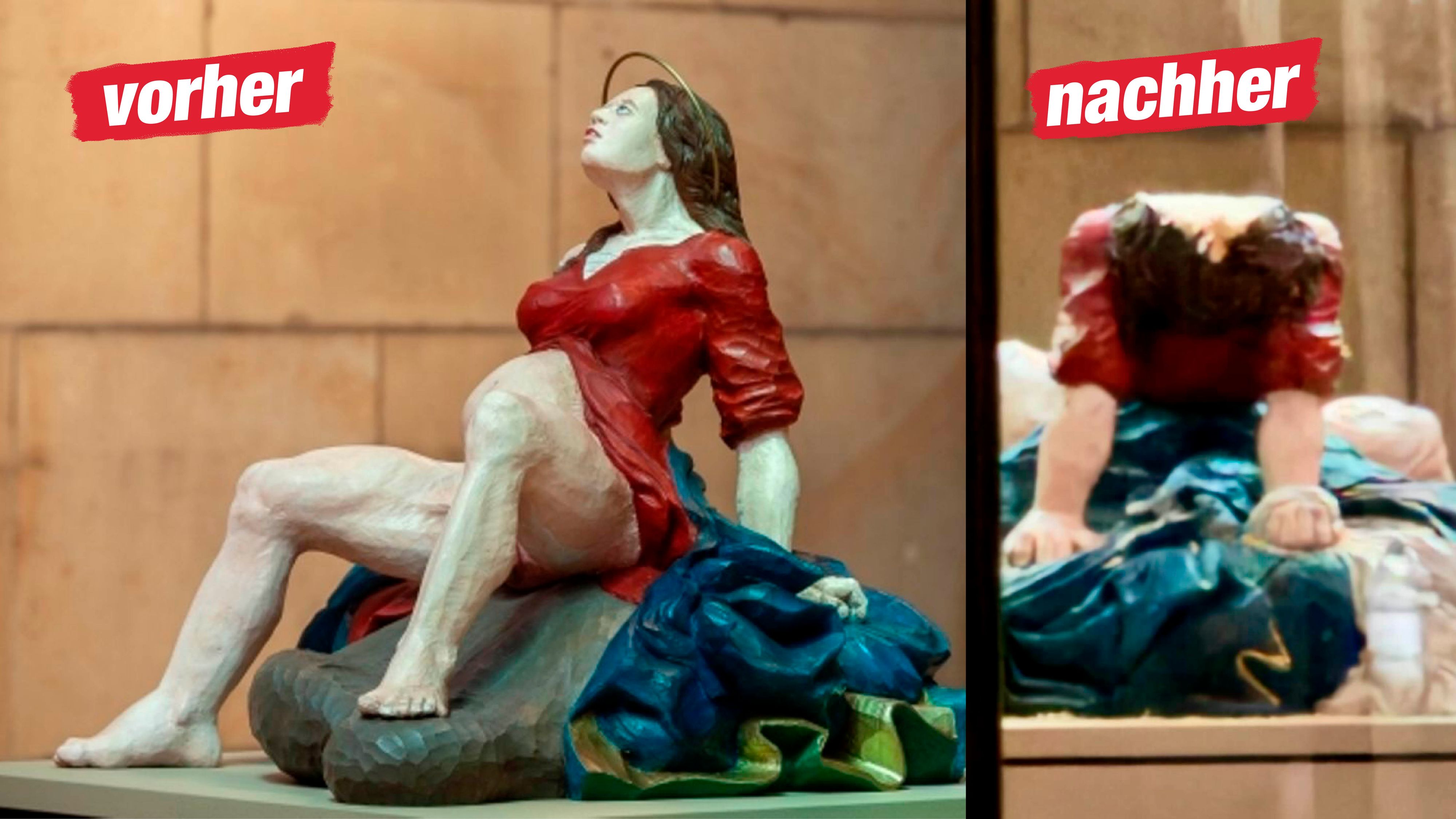 Die gebärende Maria wurde von einem Unbekannten geköpft. Nun gibt es eine heiße Spur.