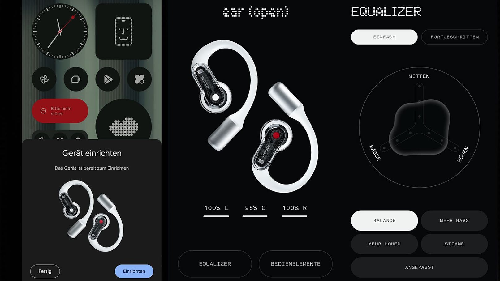 In der App gibt es einen umfassenden 8-Band-Equalizer, der zusätzlich vorgefertigte Audio-Profile zur Verfügung stellt und eigene abspeichern lässt.