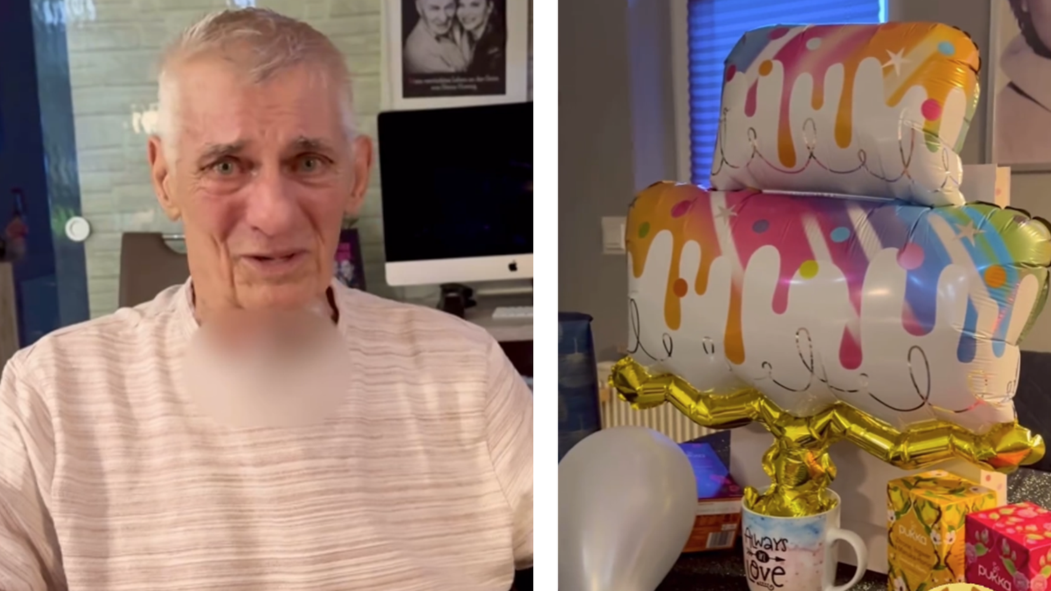 Heinz Hoenig ist sichtlich gerührt von der Geste seiner Frau.