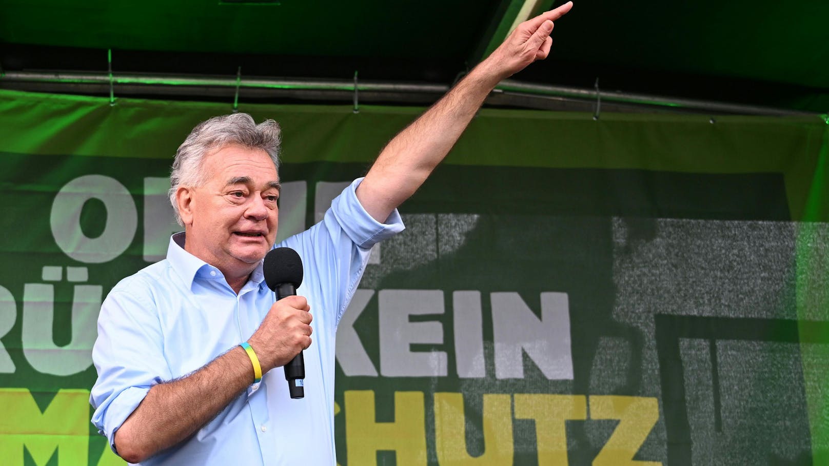 "Ohne Grüne kein Klimaschutz", rief Werner Kogler zu den grünen Anhängen.