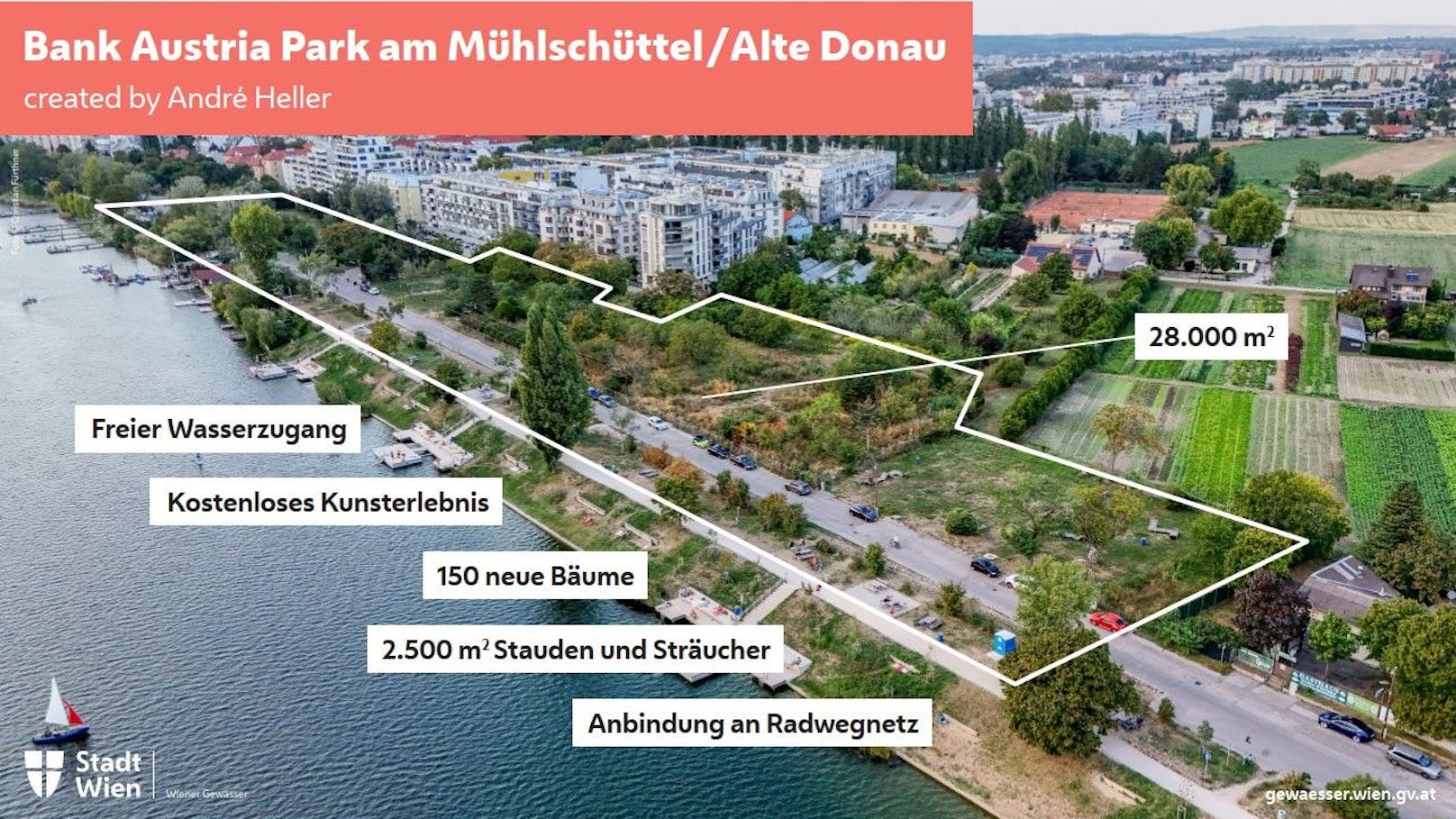 An der Alten Donau entsteht ein riesiger Park. Gestaltet wird er von André Heller.