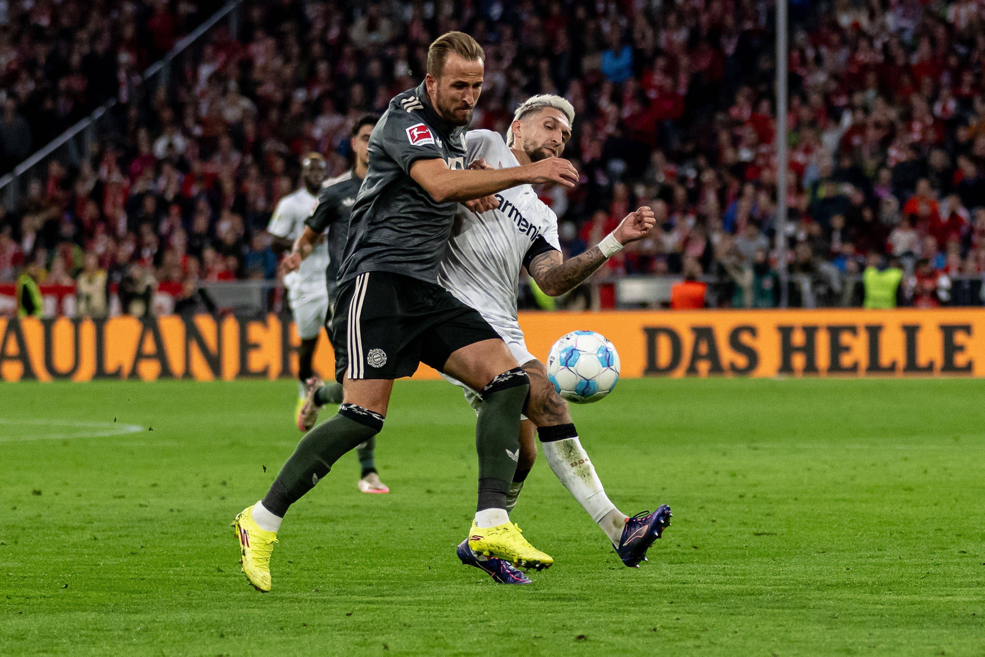 Bayern-Star Harry Kane gegen Leverkusen. 