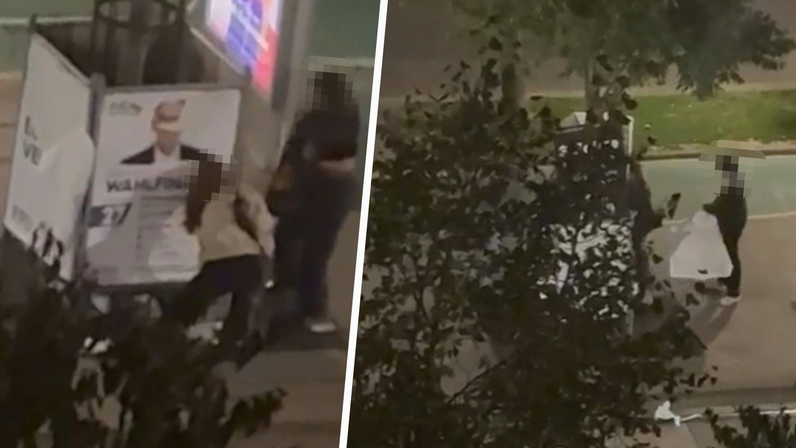 Frauen reißen Kickl-Plakate am Wiener Ring ab