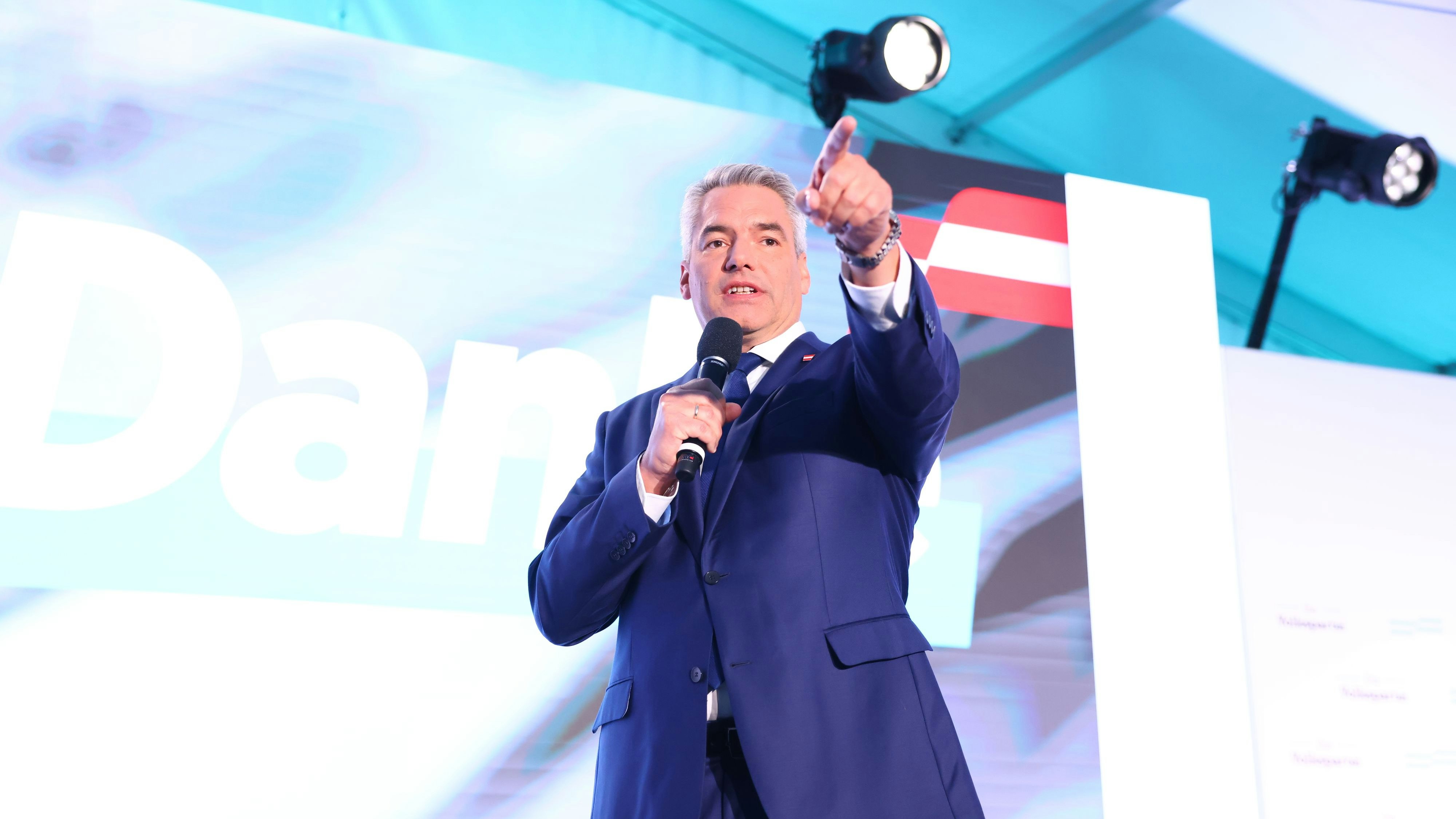 Bundeskanzler Karl Nehammer in seiner Ansprache nach der Wahl