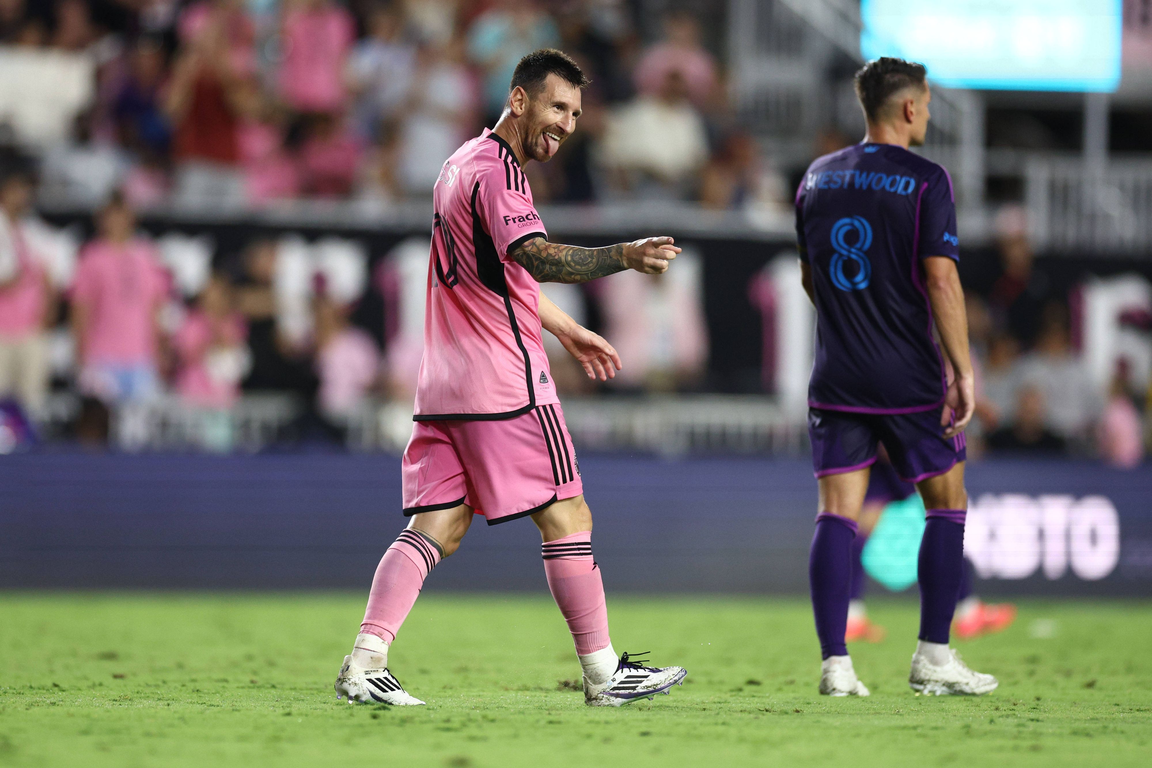 Nach seinem Tor war Lionel Messi gut drauf.