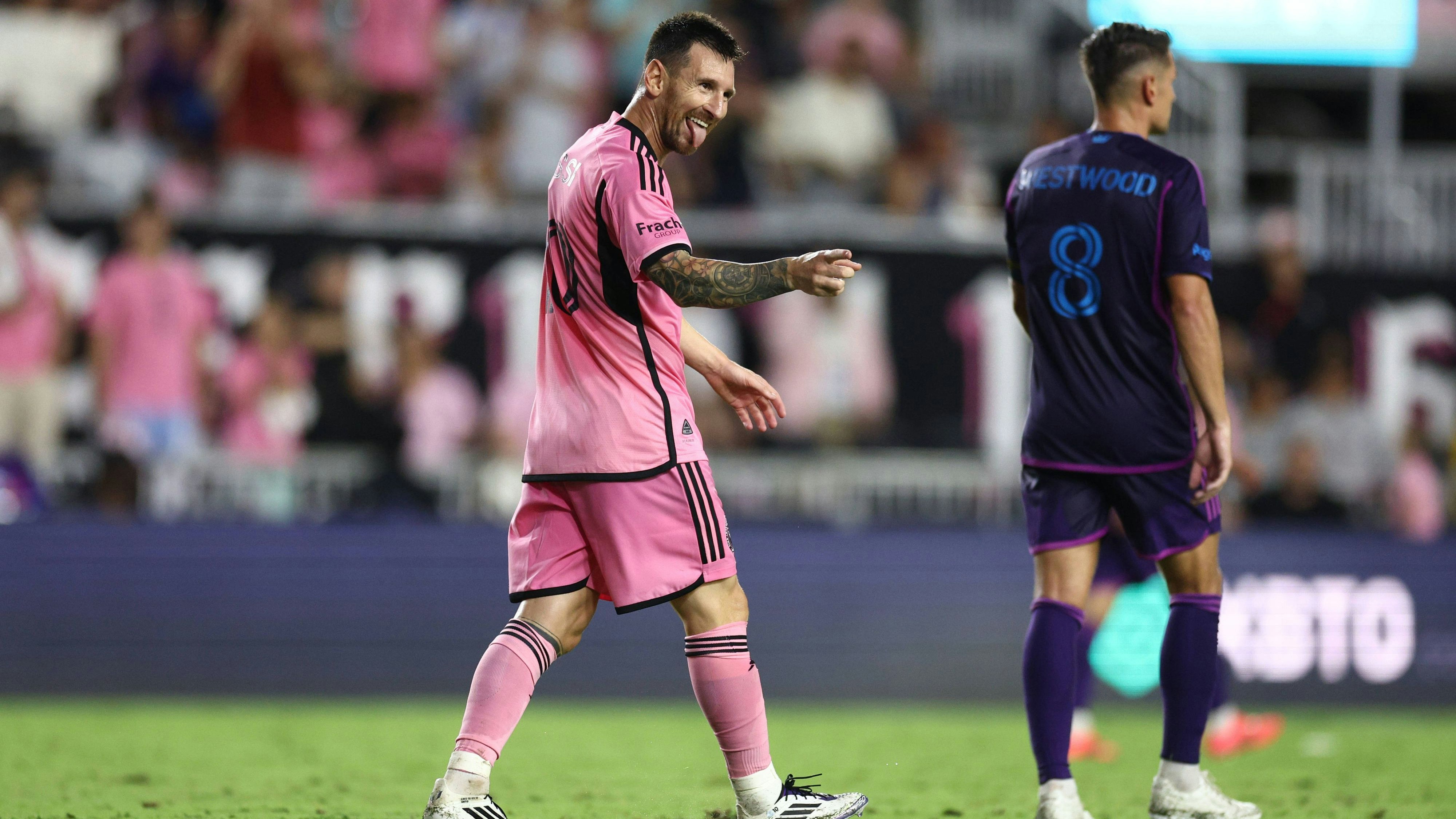 Nach seinem Tor war Lionel Messi gut drauf.