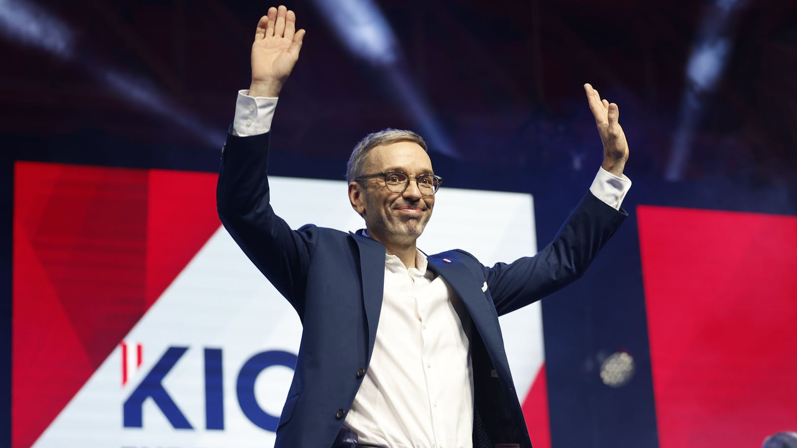 FPÖ-Chef Herbert Kickl beim Wahlkampfauftakt für die Nationalratswahl 2024 in Graz.