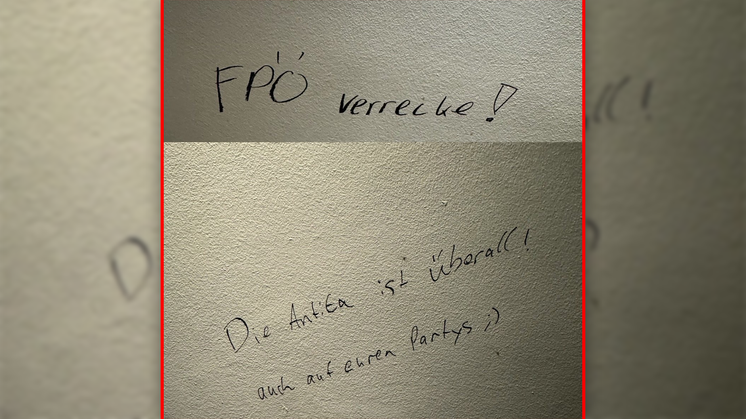 Das wurde auf die Wände des Lokals geschmiert.