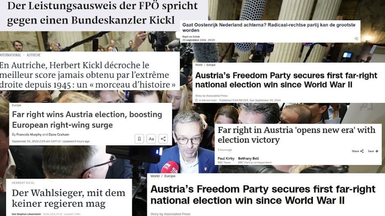 So berichten internationale Medien über Kickls Wahlsieg