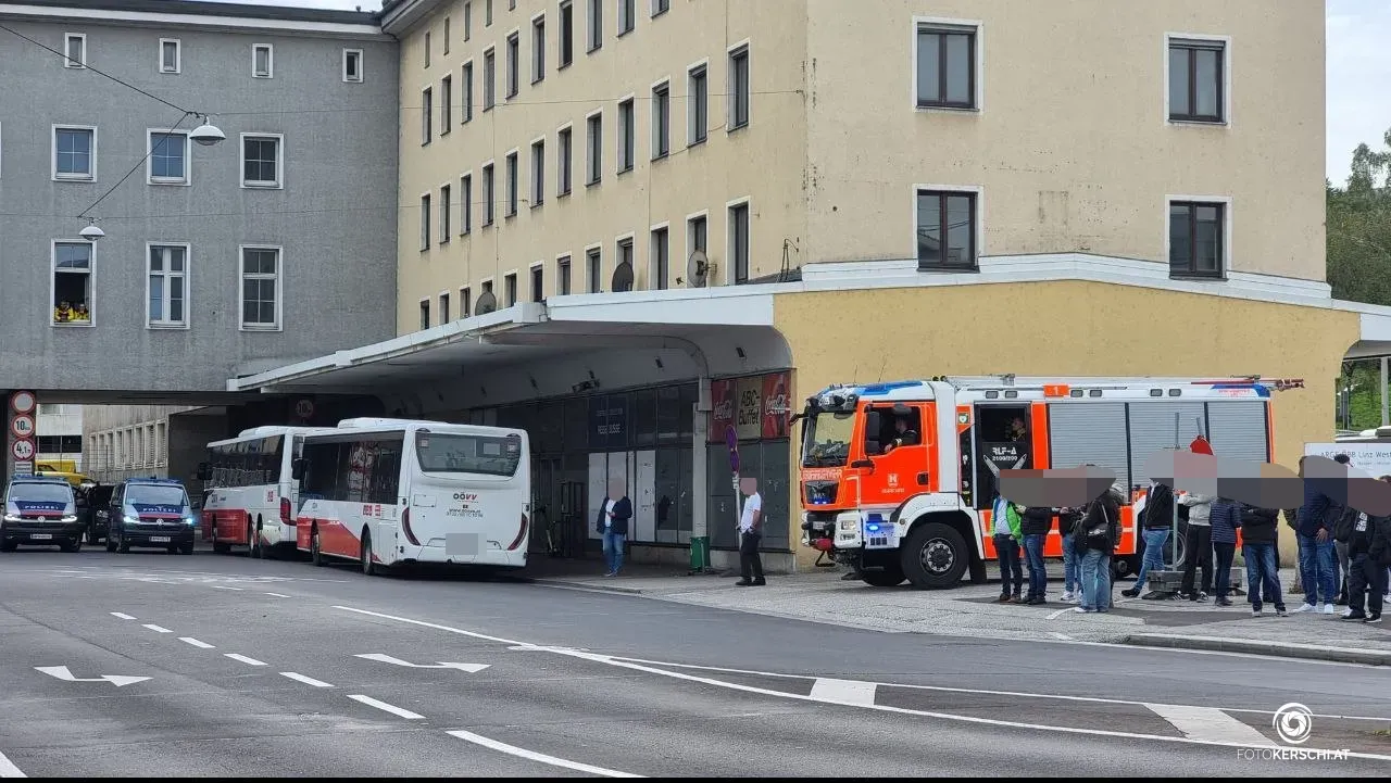Bombendrohung am Hauptbahnhof in Linz.