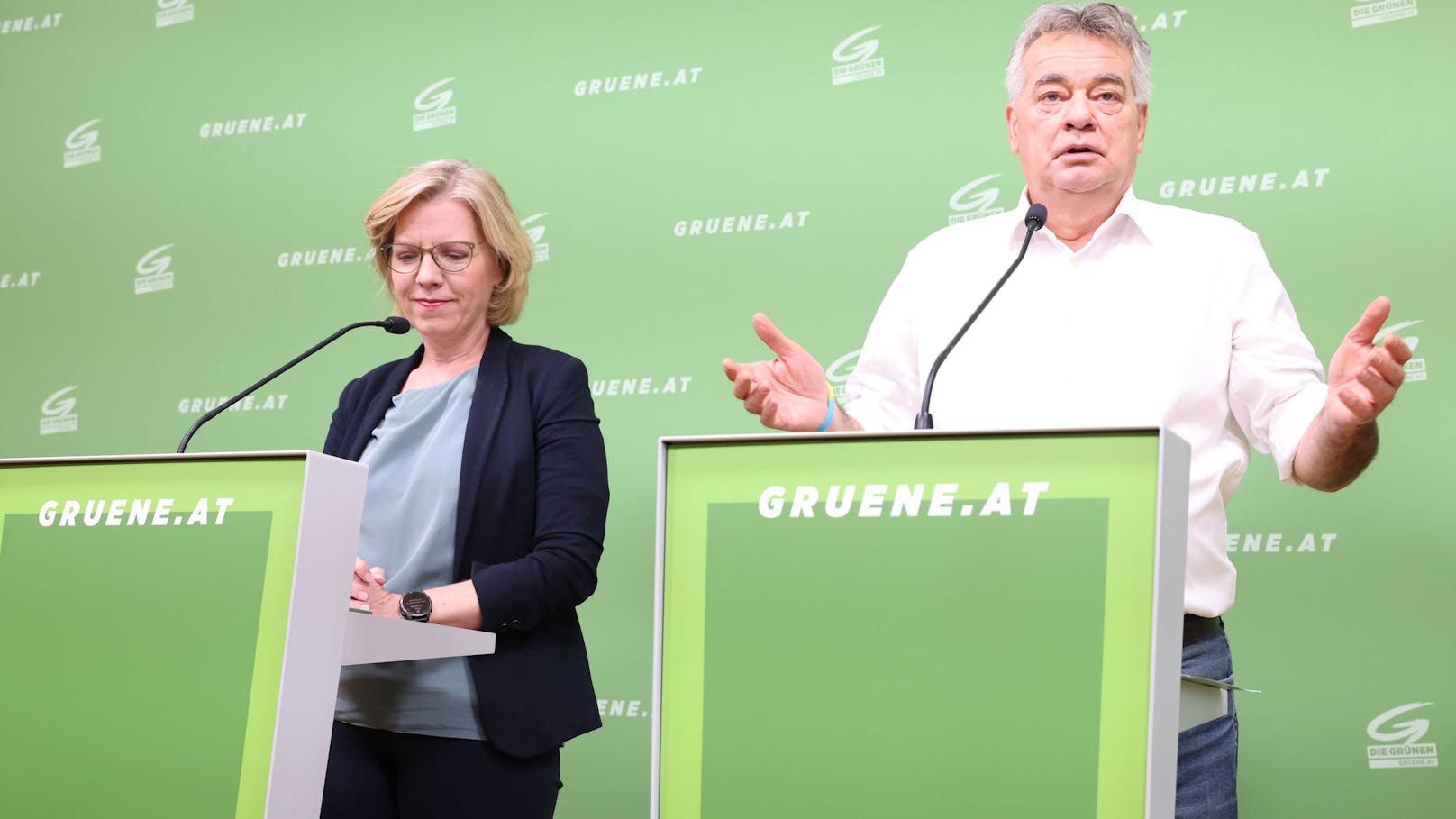 Grünen-Chef Werner Kogler interessiert die Abneigung der ÖVP gegen seine Klimaministerin Gewessler nicht: "Uns gibt es nur im Team mit Gewessler." 