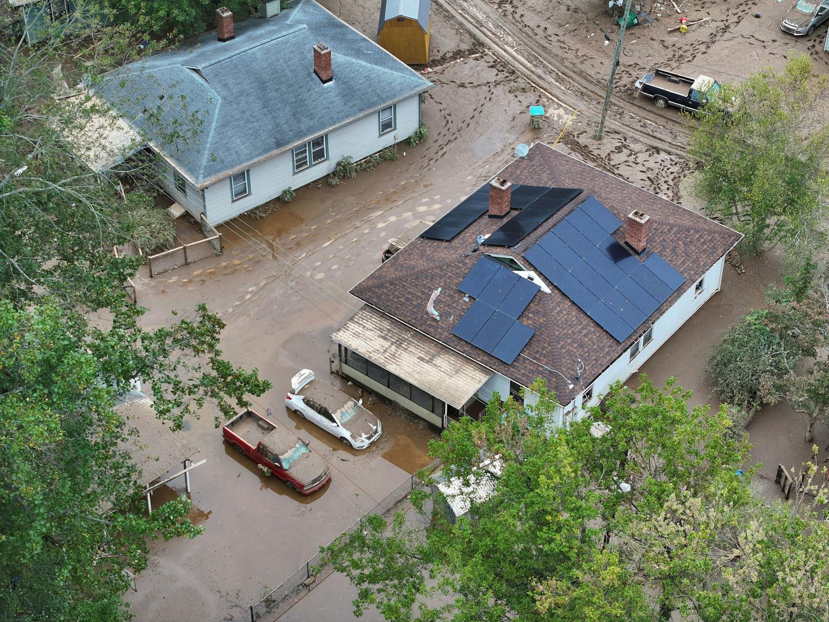 Bilder der Verwüstung nach Hurrikan Helene in North Carolina Ende September 2024.