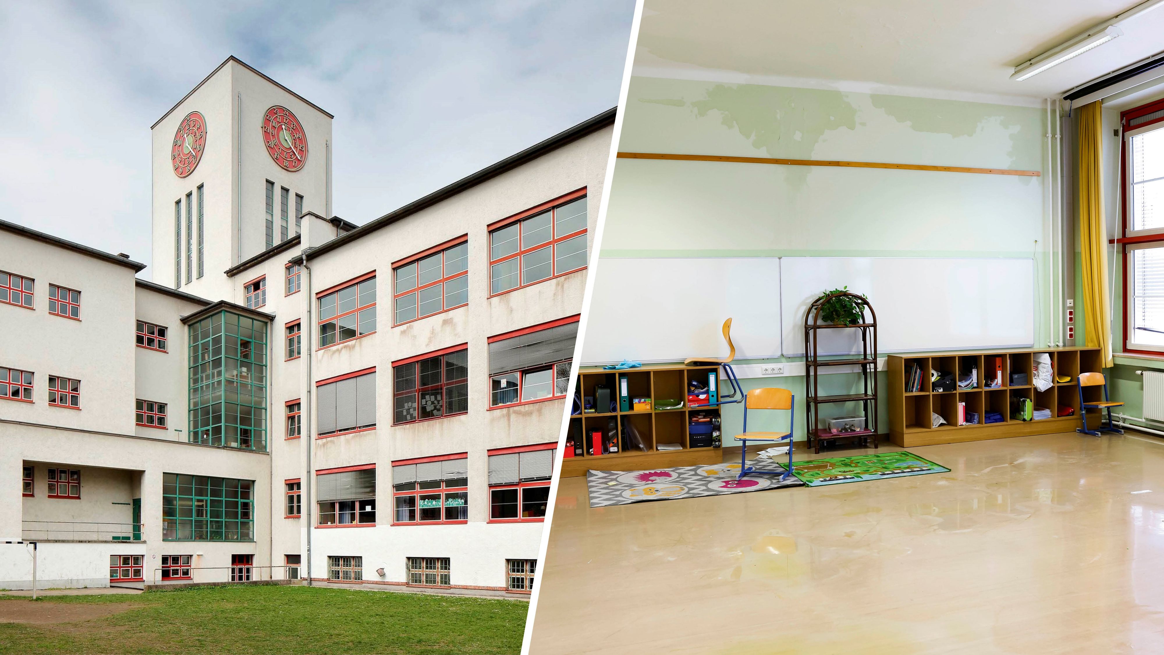 Die Diesterwegschule in Linz wurde schwer beschädigt. Unbekannte drehten das Wasser auf und verstopften mit Klopapier die Abflüsse.