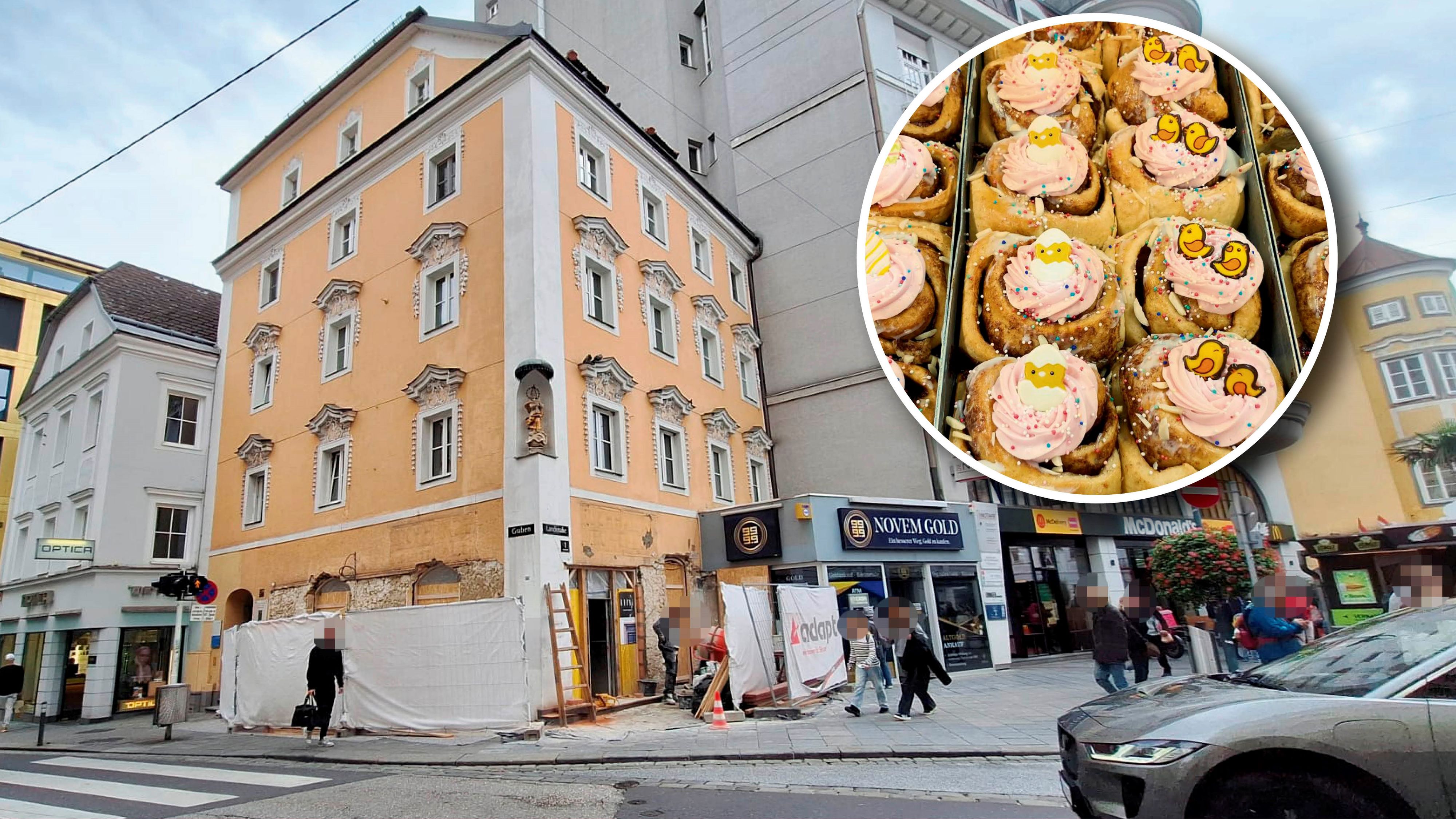 In diesem Gebäude am Linzer Taubenmarkt soll die neue Zimtwirbel-Filiale entstehen.