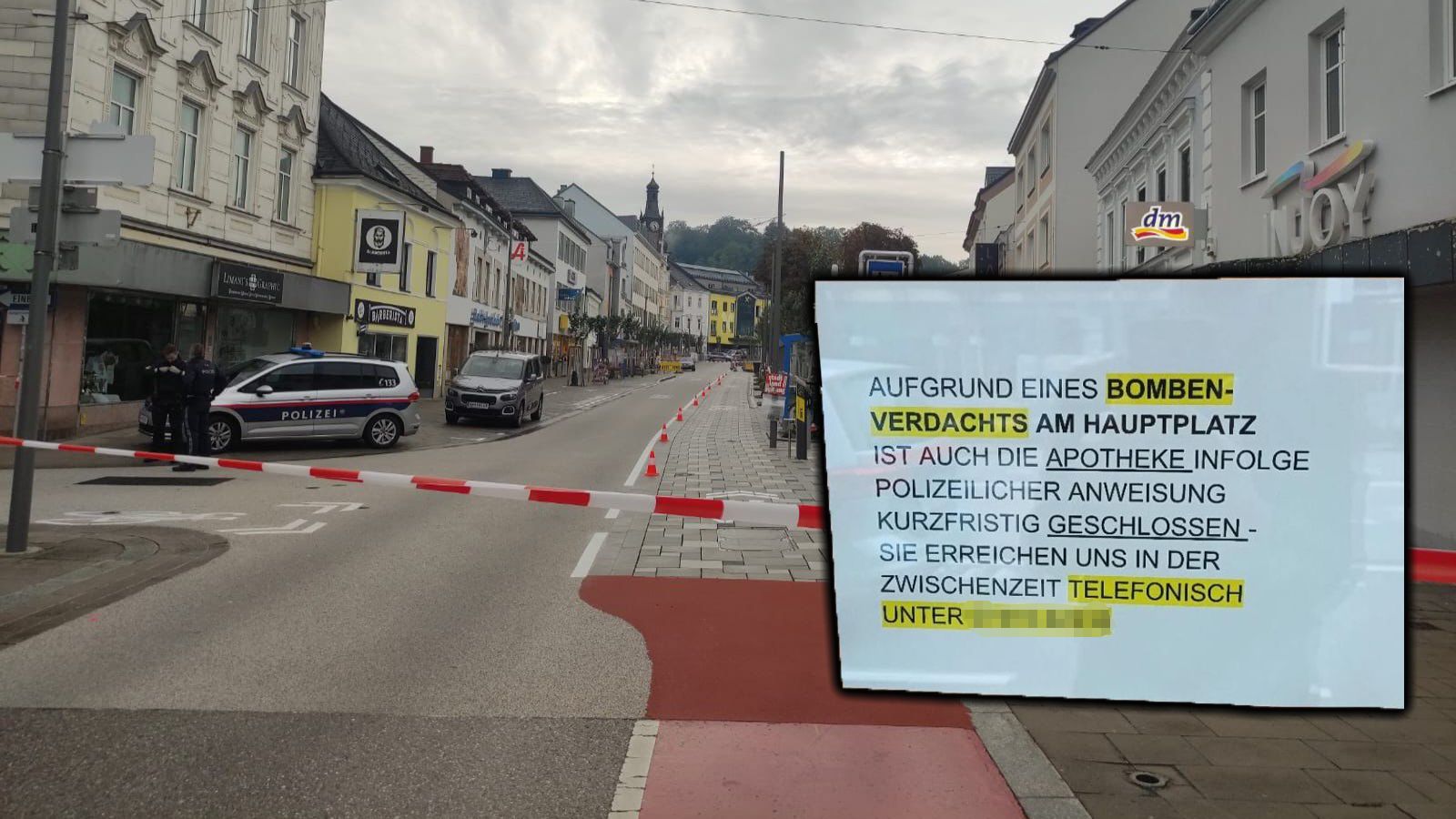 Aufgrund verdächtiger Pakete wurde der Hauptplatz in Amstetten evakuiert.