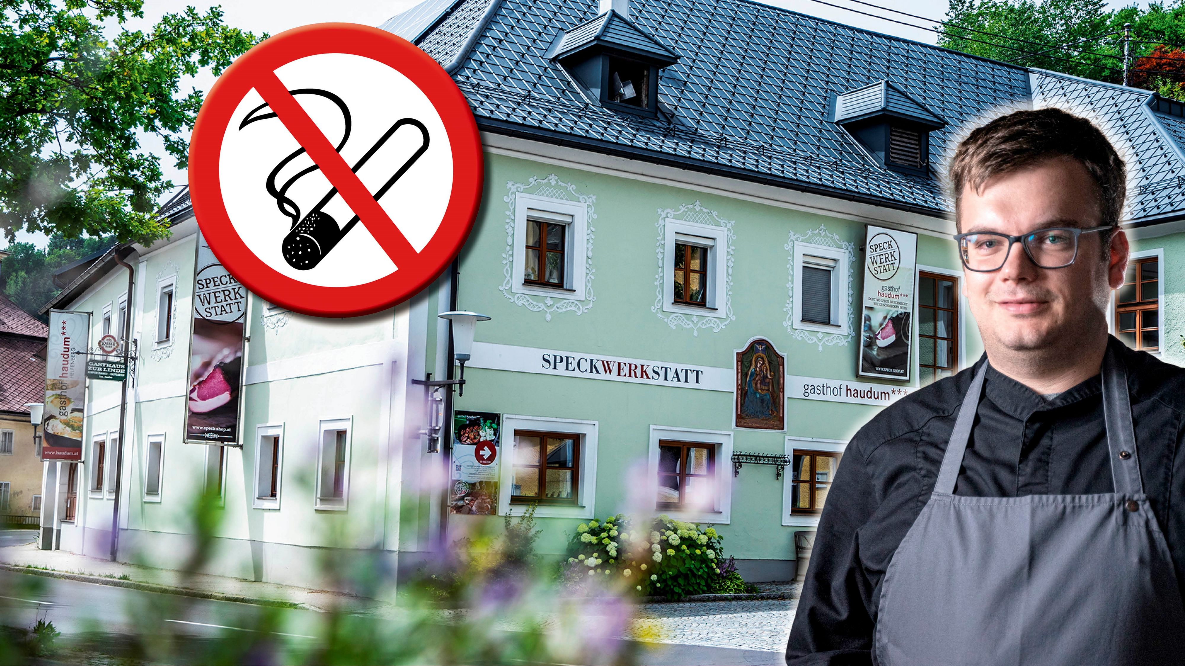 Gastronom Lukas Haudum aus Helfenberg (Bez. Rohrbach) hält ein Rauchverbot im Biergarten für eine 