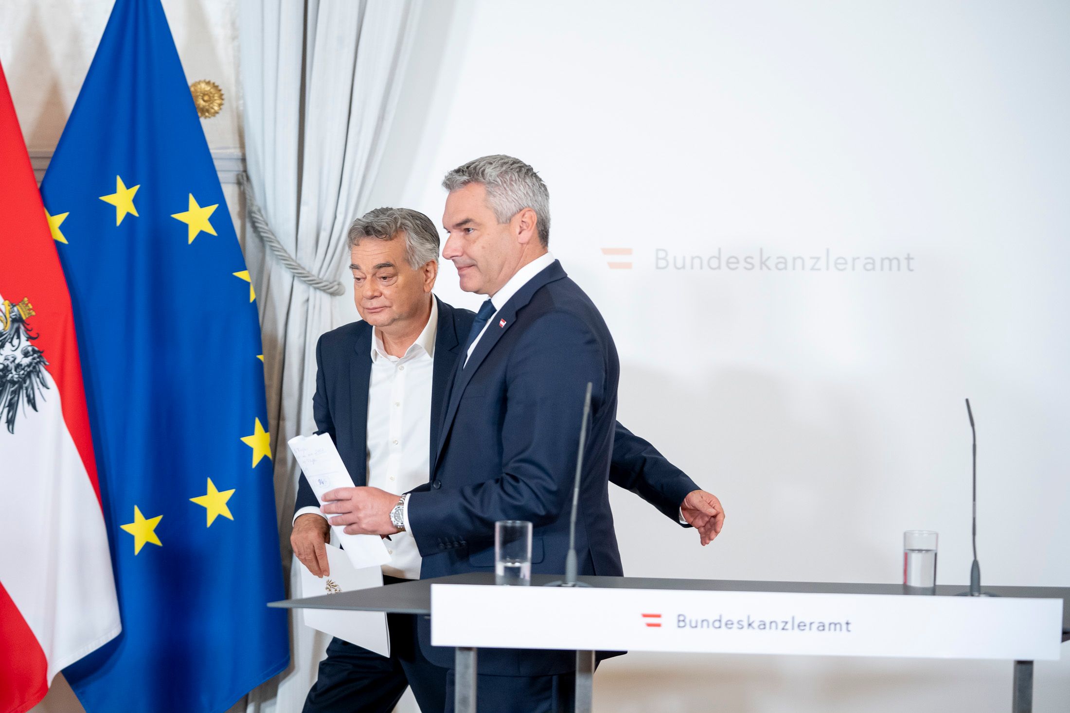 Bundeskanzler Karl Nehammer und Vize Werner Kogler