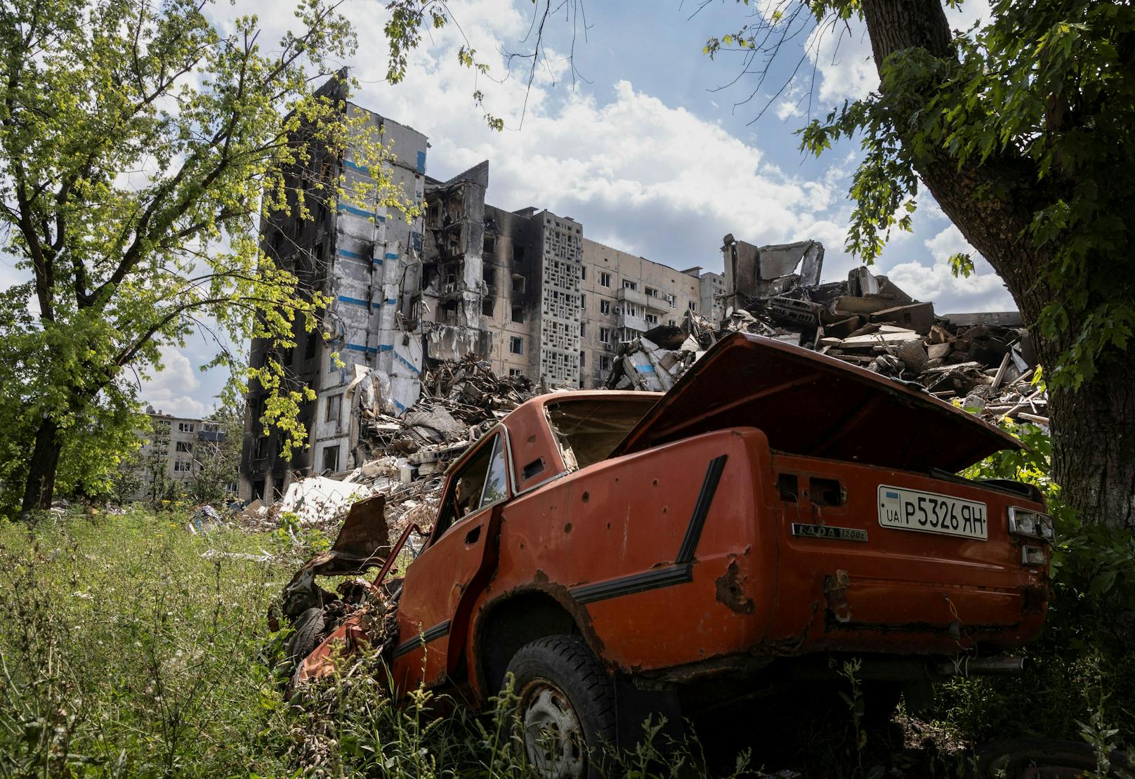 Blick ins zerstörte Wuhledar im August 2023