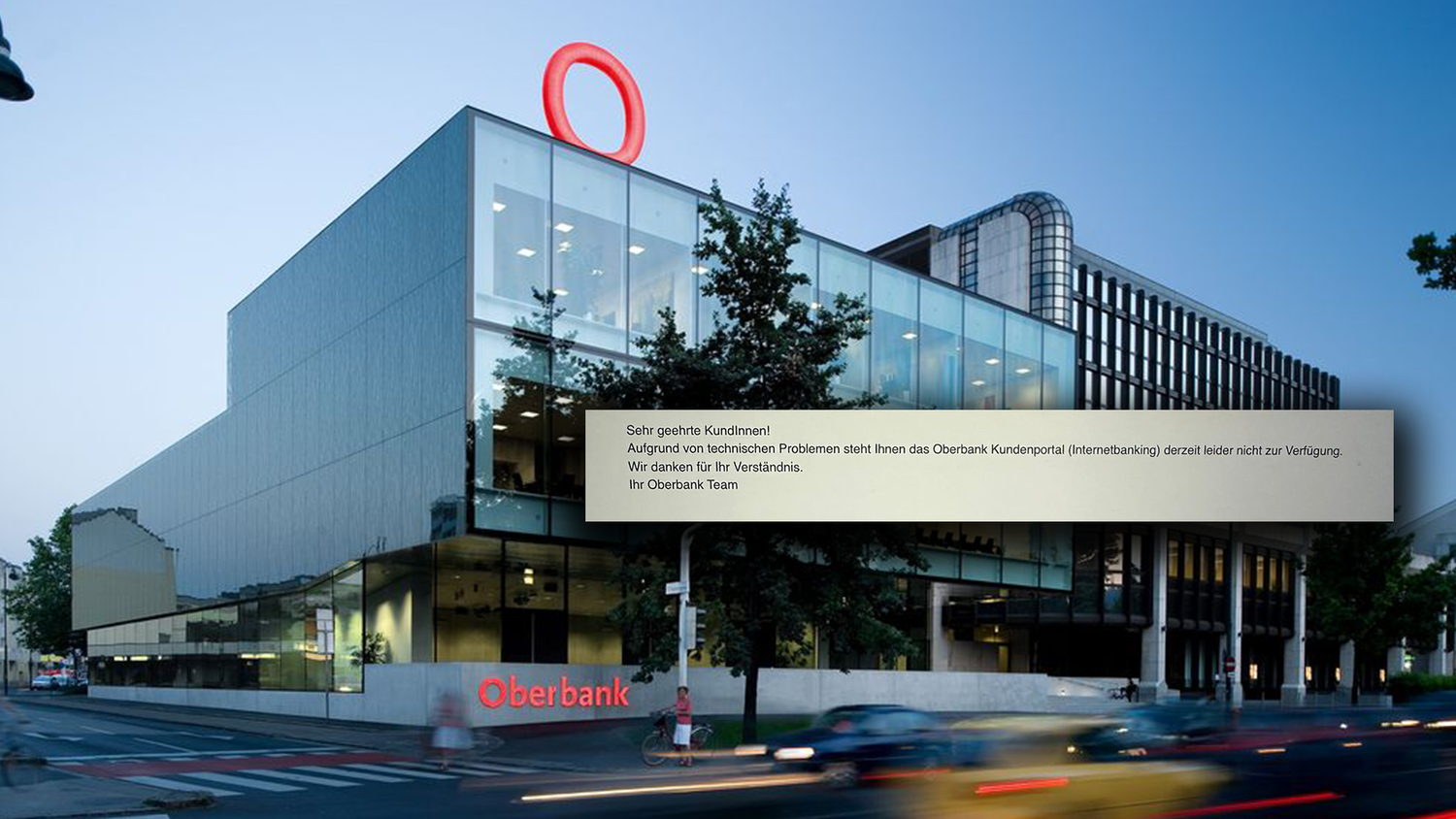 Derzeit kommt es bei der Oberbank zu technischen Schwierigkeiten.