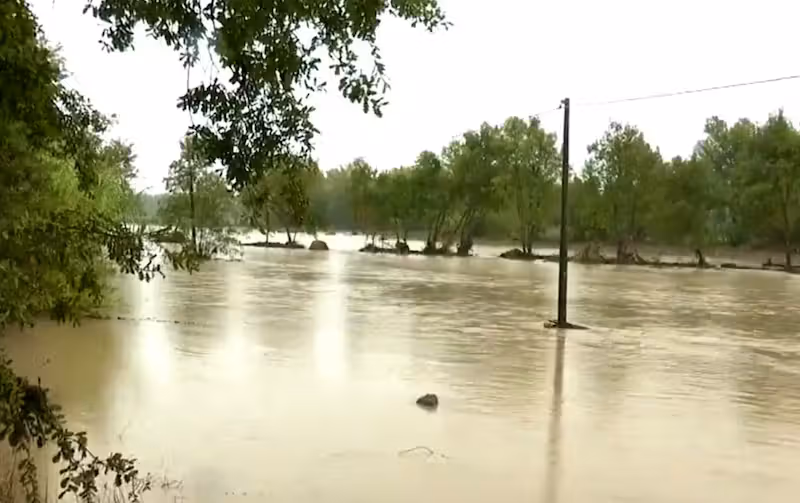 Starke Regenfälle und Gewitter lassen Flüsse und Bäche über die Ufer treten.
