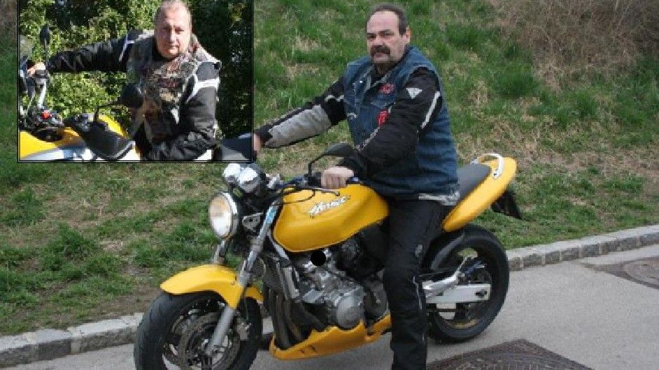 Herbert K. (großes Foto) ist schwer verletzt. Biker-Club-Präsident (kleines Foto) organisiert Charity.