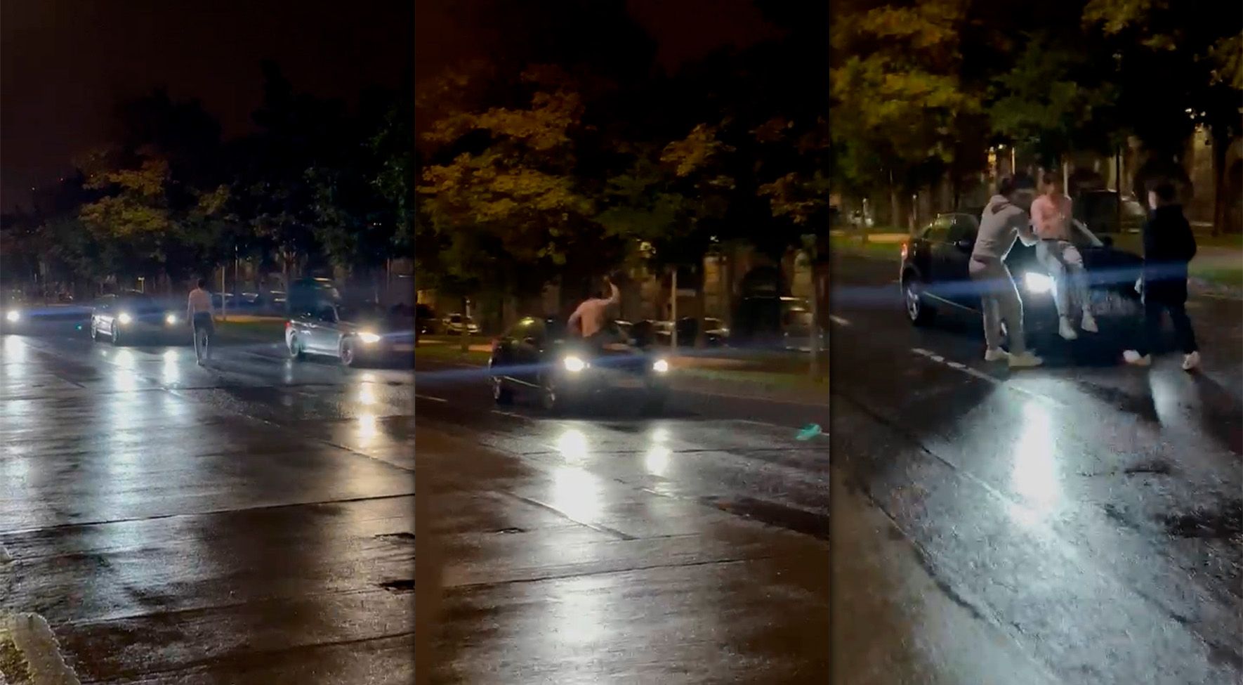 Der Mann lief auf den Gürtel und hielt Autos an.