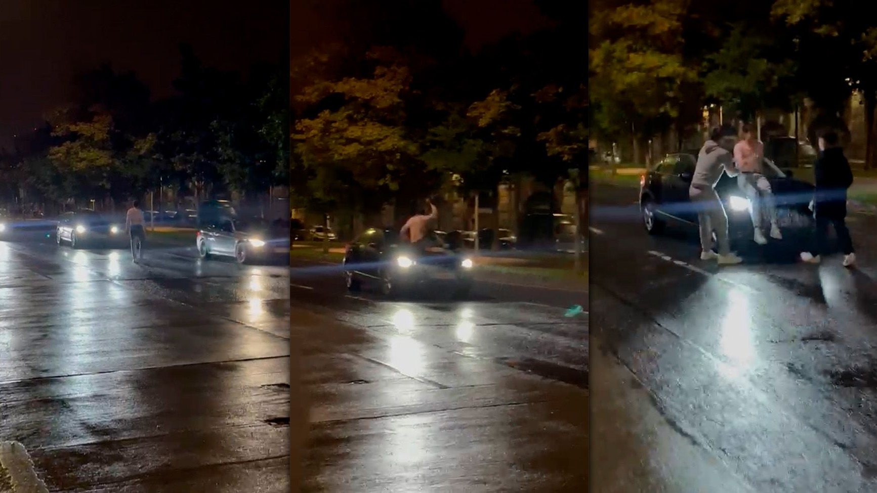 Der Mann lief auf den Gürtel und hielt Autos an.