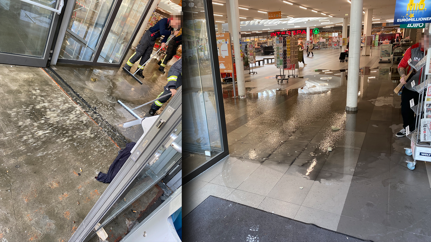 Im 21. Bezirk kam es in einem Einkaufszentrum zu einem enormen Wasserschaden. Die Feuerwehr rückte aus.