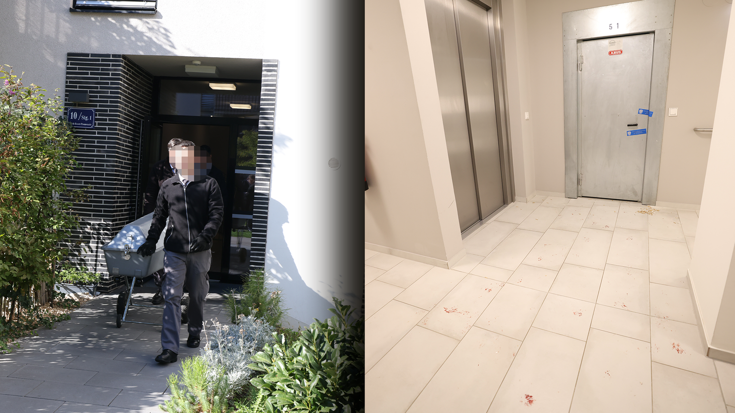 Tatort Sonnwendviertel. Die Blutspuren im Stiegenhaus waren deutlich sichtbar.