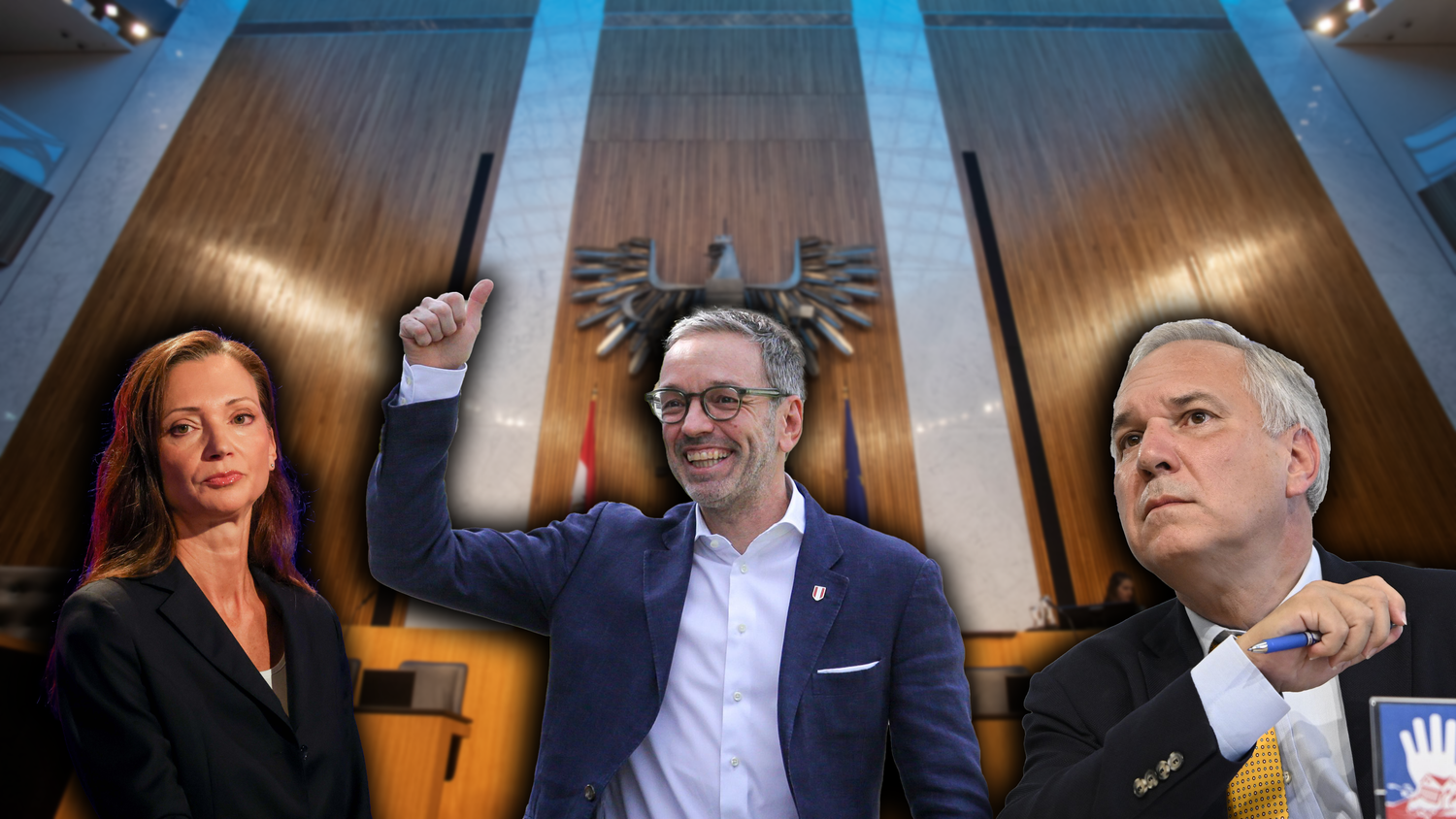 Susanne Fürst (l.) und Walter Rosenkranz (r.) gelten als Favoriten für das zweithöchste Amt im Staat. Die Option Herbert Kickl ist unrealistisch, sollte man aber nicht ganz ausschließen, heißt es aus der FPÖ.