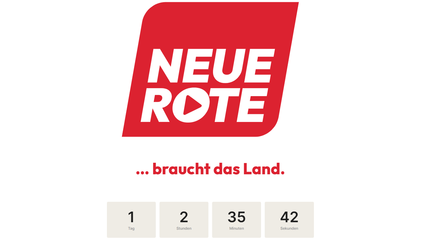 Auf der Website "neuerote.at" zählt ein Countdown runter. 