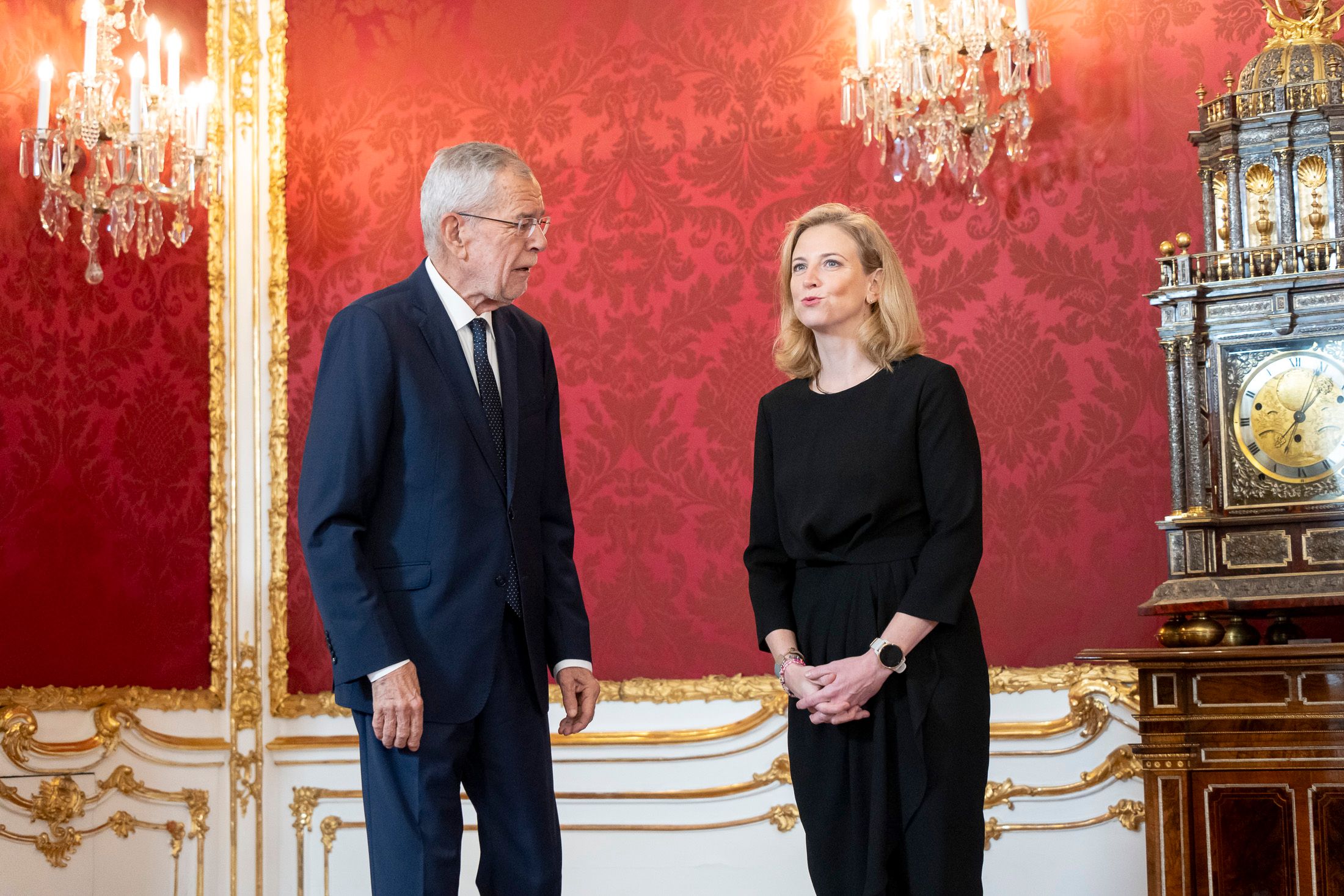 Nach dem Gespräch mit Bundespräsident Alexander Van der Bellen gab es ein kurzes Statement von NEOS-Chefin Beate Meinl-Reisinger.