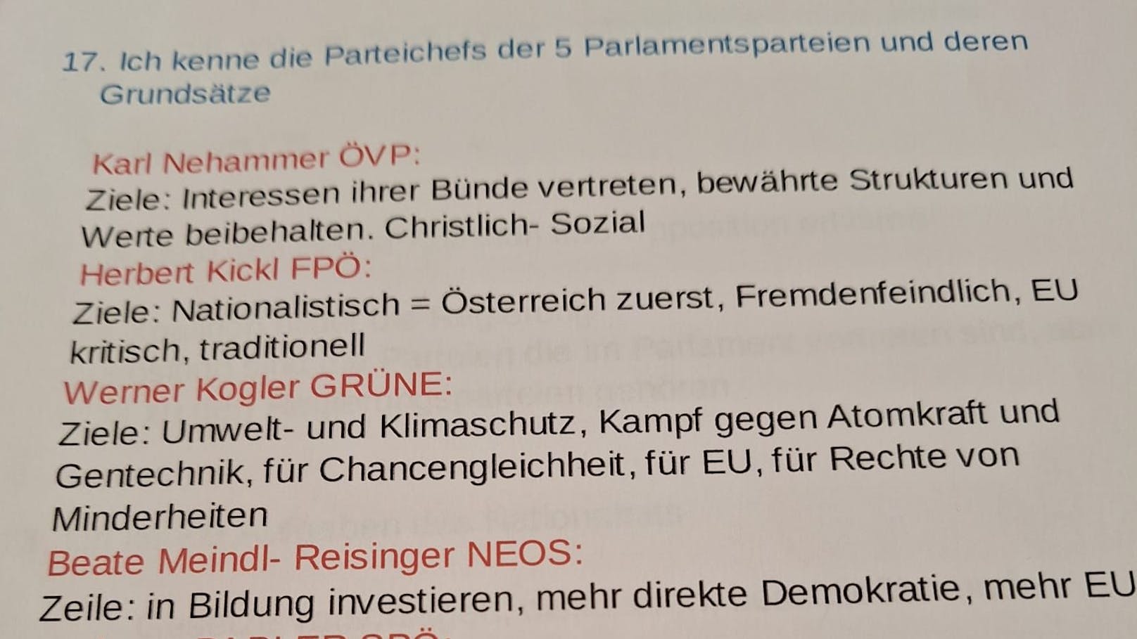 Dieses Arbeitsblatt erhitzt die Gemüter in Niederösterreich.