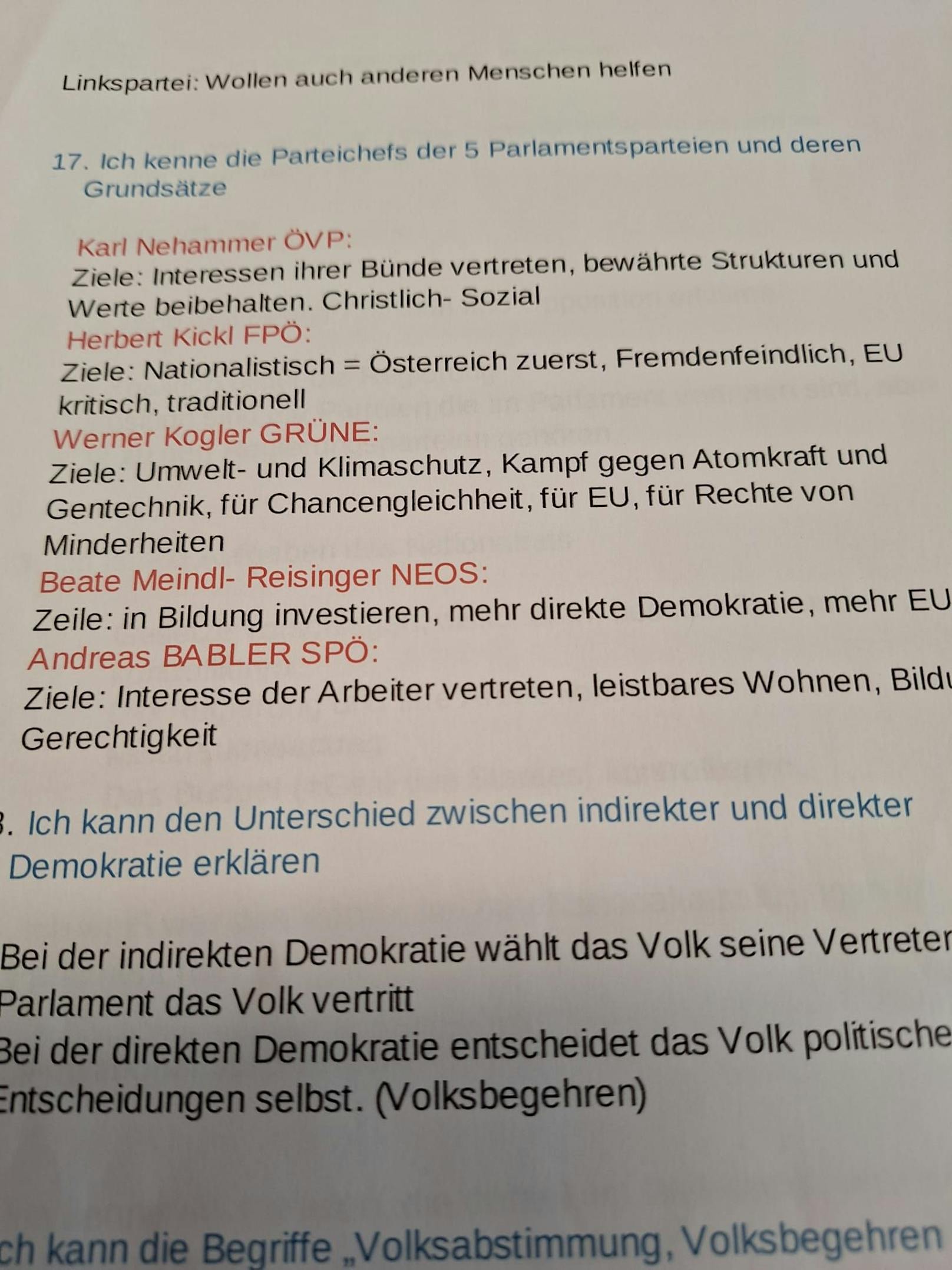 Dieses Arbeitsblatt erhitzt die Gemüter in Niederösterreich.