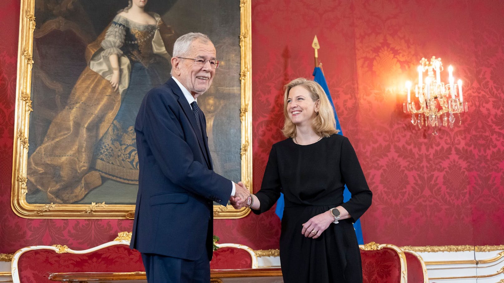 NEOS-Chefin Beate Meinl-Reisinger zu Gast bei Bundespräsident Alexander Van der Bellen.