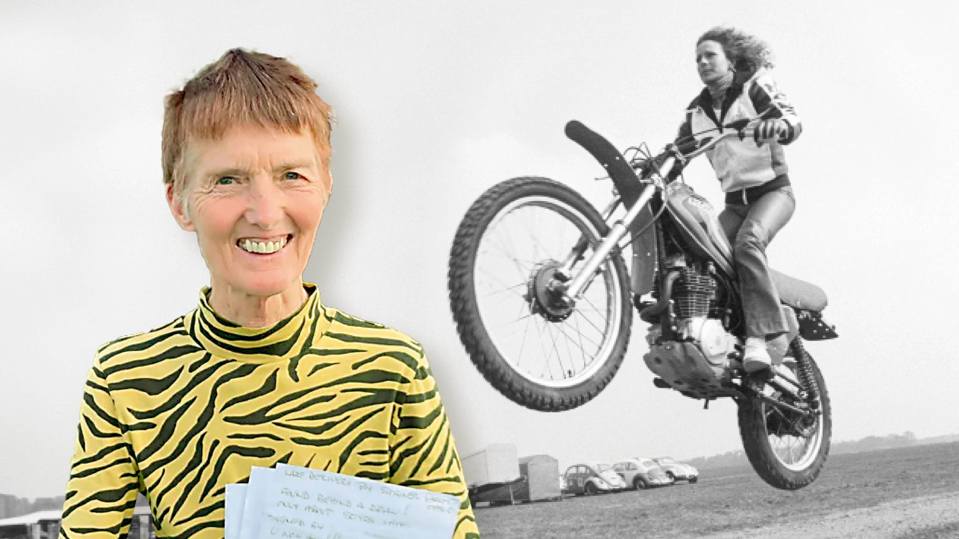 Tizi Hodson, heute 70, wollte vor 48 Jahren Motorrad-Stuntfrau werden, daraus wurde nichts.