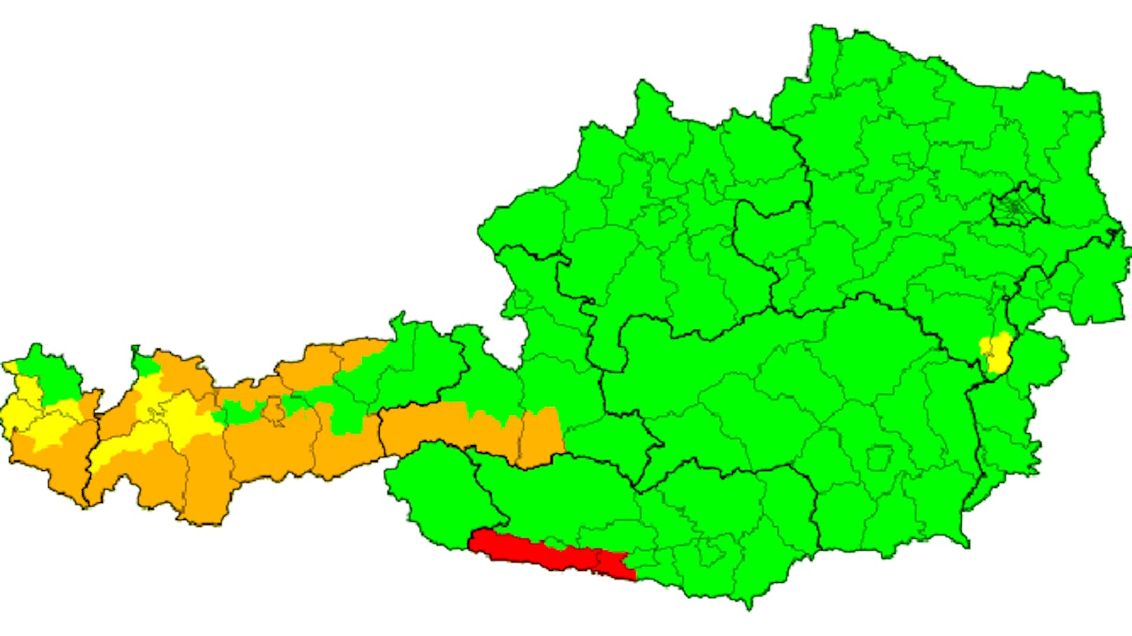 Die aktuellen Wetterwarnungen: Wind im Westen, Starkregen im Süden Kärntens