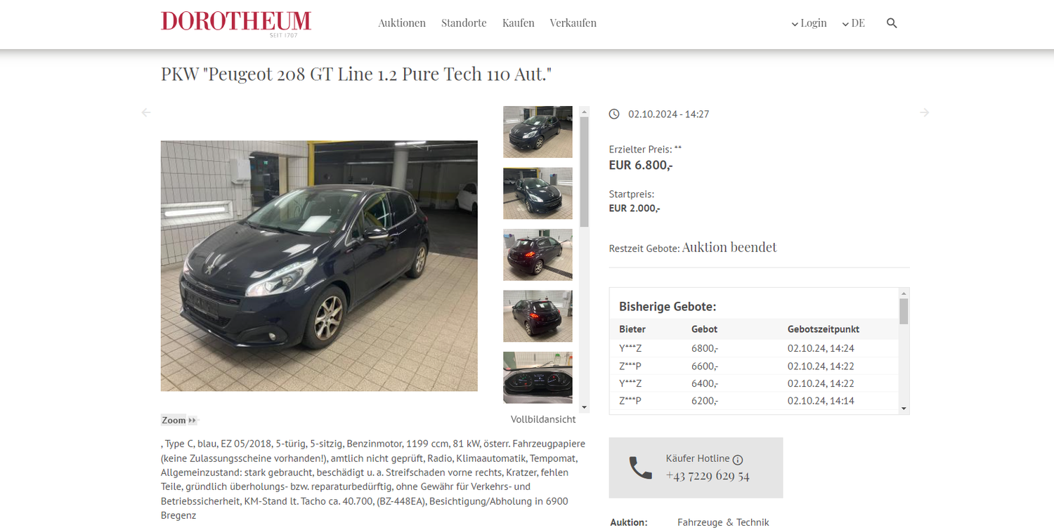 Das erste von einem Raser beschlagnahmte Auto wurde im Oktober 2024 versteigert.