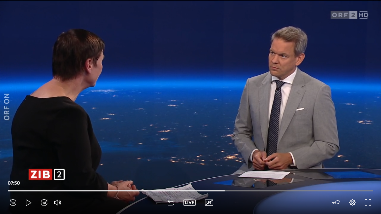 Budgetexpertin Margit Schratzenstaller bei ORF-Moderator Martin Thür.