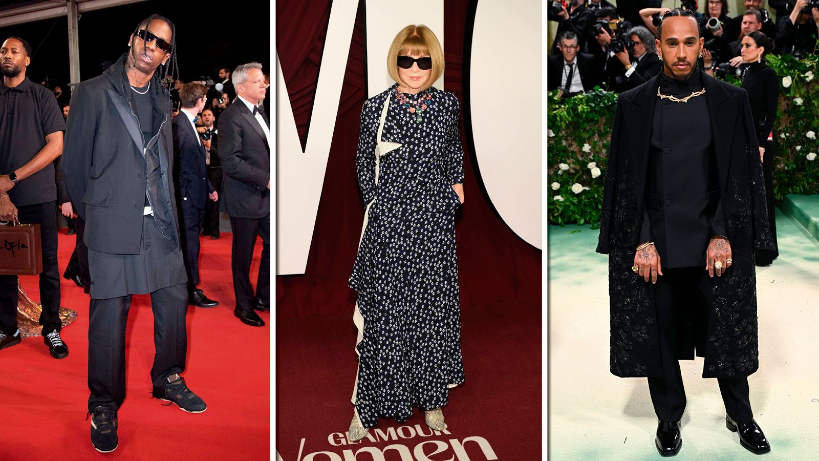 Asap Rocky, Anna Wintour und Lewis Hamilton machen gemeinsame Sache.