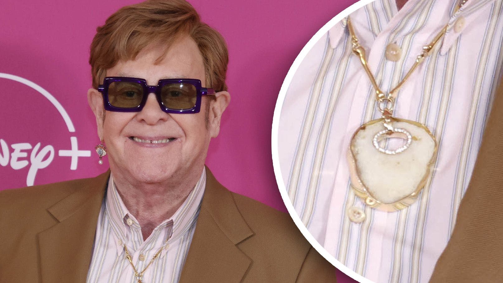 Wie bitte? Elton John trägt seine Kniescheibe als Kette