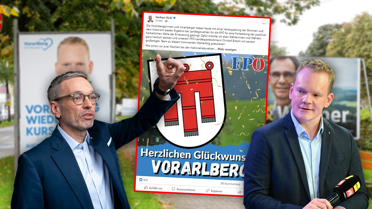FPÖ-Chef Herbert Kickl gratulierte ganz Vorarlberg.