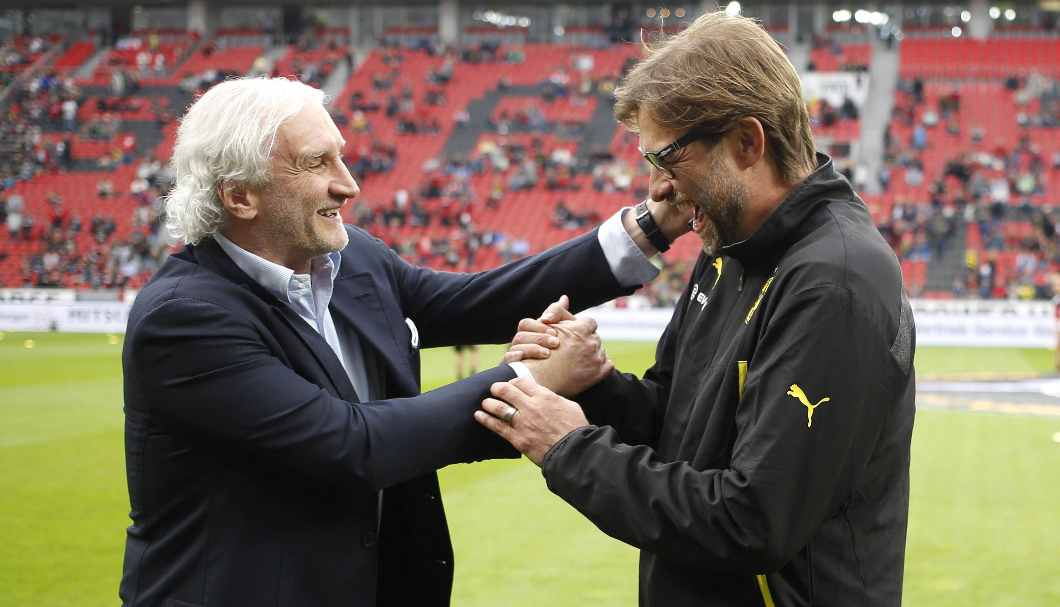 Rudi Völler mit Jürgen Klopp in dessen Zeit bei Dortmund. 