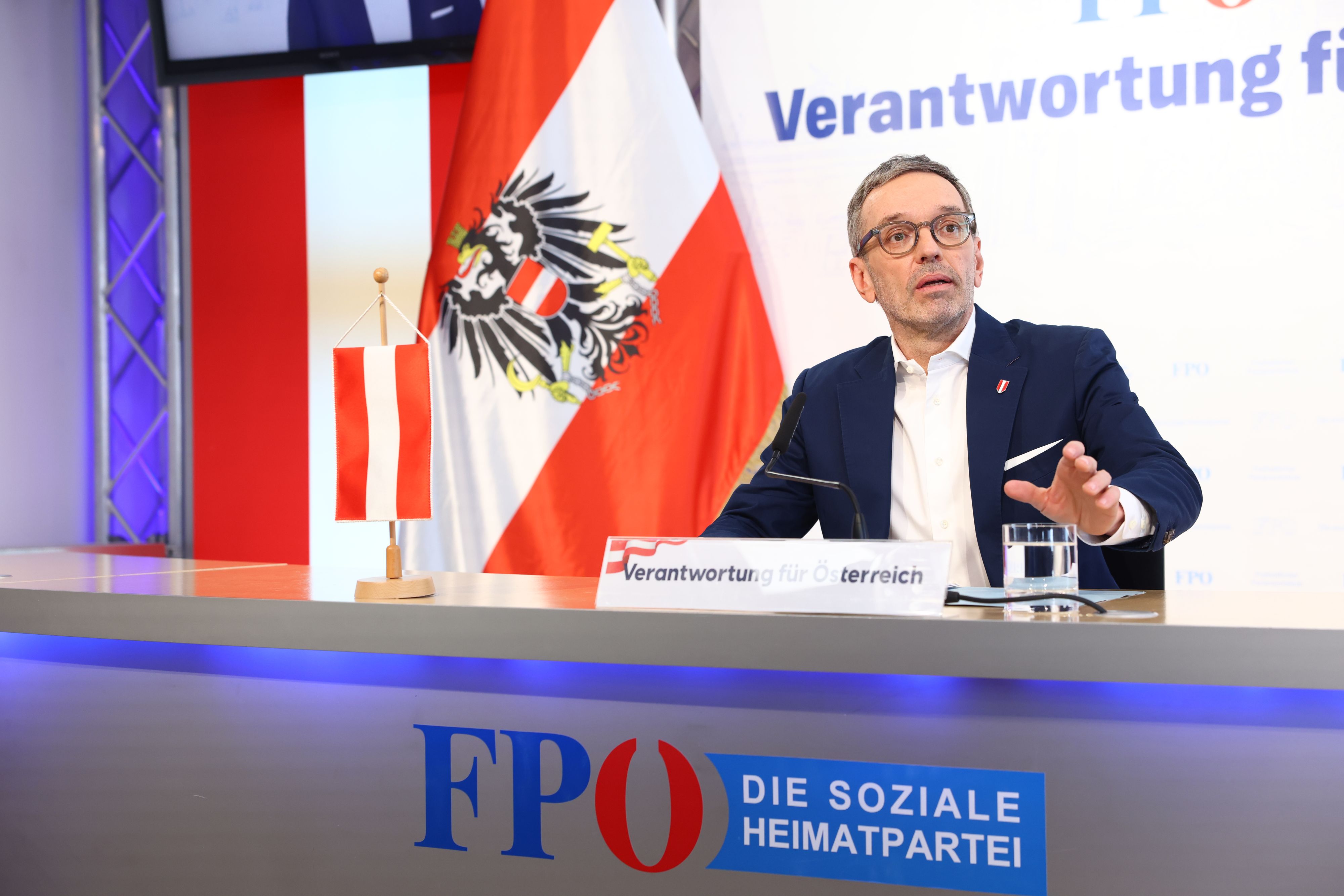 FPÖ-Chef Herbert Kickl bei der Pressekonferenz am Montag.